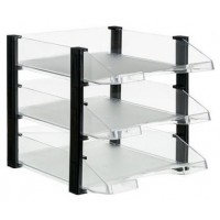 CONJUNTO 3 BANDEJAS JUMBORACK TRANSPARENTE CON ELEVADORES NEGROS 350X285X280 MM ARCHIVO 2000 704 CS TP (Espera 4 dias)