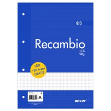 RECAMBIO A4 100+20 HOJAS 90G Q4X4 4 TALADROS ANCOR 061222 (Espera 4 dias)