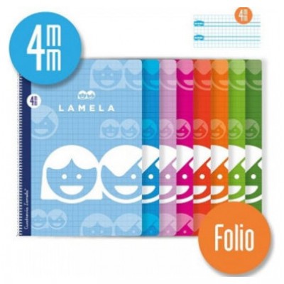 CUADERNO BASICO FORMATO FOLIO 80 HOJAS RAYADO 4 MM SURTIDOS LAMELA 07F004 (MIN10) (Espera 4 dias)