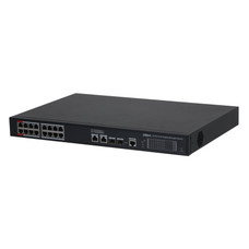 DH-S4220-16GT-190: DAHUA SWITCH GIGABIT GESTIONABLE L2, 20 PUERTOS, 16 RJ45 10/100/1000M POE + 2 RJ45 GIGABIT + 2 SFP 1G, 190W, POE WATCHDOG, 250M POE (Espera 4 dias)