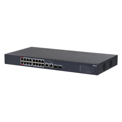 DH-CS4218-16ET-190-V2: DAHUA SWITCH CLOUD MANAGED L2, 18 PUERTOS, 16 RJ45 10/100M POE + 2 PUERTOS COMBO RJ45 GIGABIT/SFP 1G, 190W, 7,2GBPS, 440X220X44MM (Espera 4 dias)