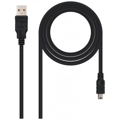 CABLE USB 2.0 A/M-MINI USB B/M 1M NEGRO NANOCABLE (Espera 4 dias)