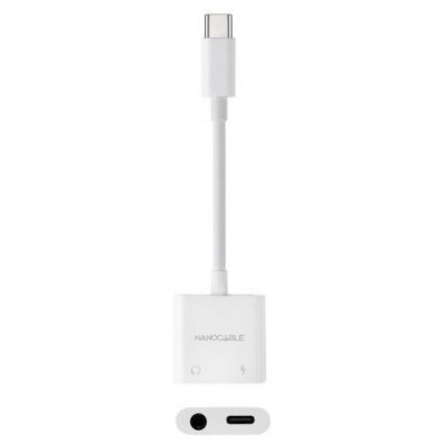 NANOCABLE CABLE ADAPTADOR USB-C A JACK+USB-C/H PD 60W,BLANCO NANOCABLE CABLE ADAPTADOR USB-C A JACK+USB-C/H PD 60W,BLANCO