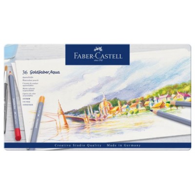 ESTUCHE DE METAL CON 36 LÁPICES DE COLORES ACUARELABLES GOLDFABER. FABER CASTELL 114636 (Espera 4 dias)