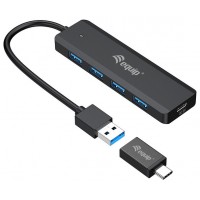 EQUIP HUB USB  LIFE A 4 PUERTOS USB 3.2 INCLUYE ADAPTADOR USB-C