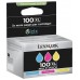 Lexmark Pack de 3 cartuchos de tinta de color cian, magenta y amarillo (CMY) Alto Rendimiento 100XL