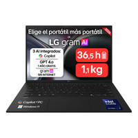 LG PORTÁTIL 14" GRAM 14Z90U, WINDOWS 11 HOME, INTEL CORE ULTRA 7, 32 GB RAM, 512 GB SSD, INTEL GRAPHICS (4XE), PANTALLA IPS (1920X1200), LIGERO, 1,120 G, 36.5 HORAS, AI, NEGRO (Espera 4 dias) LG PORTÁTIL 14" GRAM 14Z90U, WINDOWS 11 HOME, INTEL CORE ULTRA 7, 32 GB RAM, 512 GB SSD, INTEL GRAPHICS (4XE), PANTALLA IPS (1920X1200), LIGERO, 1,120 G, 36.5 HORAS, AI, NEGRO (Espera 4 dias)