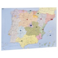MAPA ESPAÑA Y PORTUGAL PLASTIFICADO SIN MARCO ENROLLADO 103X129 CM. FAIBO 153G (Espera 4 dias)