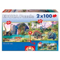 PUZZLE 2x100 DINO WORLD DE 6-8 AÑOS EDUCA BORRAS 15620 (Espera 4 dias)