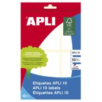 PACK 10 HOJAS (60 UDS) ETIQUETAS BLANCAS 34X67 APLI 1651 (Espera 4 dias)