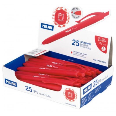 Milan 176512925 bolígrafo Rojo Bolígrafo de punta retráctil con pulsador 25 pieza(s) (Espera 4 dias)