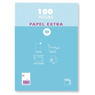 PAQUETE PAPEL EXTRA BLANCO SATINADO 100 HOJAS 80 GRS. A-4 (210X297MM.) LISO PACSA 21811 (Espera 4 dias)