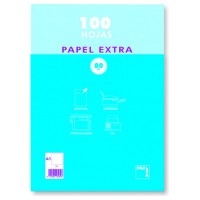 PAQUETE PAPEL EXTRA BLANCO SATINADO 100 HOJAS 80 GRS. A-5 (148X210MM.) LISO PACSA 21814 (Espera 4 dias)