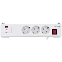 EQUIP Regleta de enchufes con 3 tomas de corriente y 3 puertos USB (2 C + 1 A)