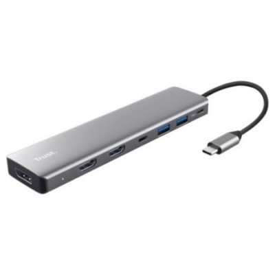 HUB 7 PUERTOS USB-C HALYX GRIS TRUST (Espera 4 dias)