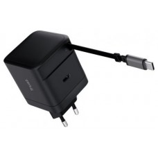 CARGADOR PARED/VIAJE USB-C 65W + CABLE USB-C RETRACTIL MAXO NEGRO TRUST (Espera 4 dias)