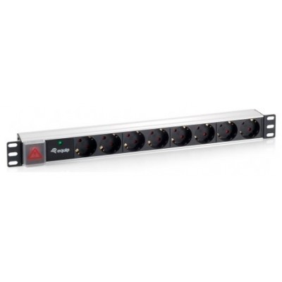 REGLETA ALIMENTACION ALUMINIO RACK 19" 1U 8 TOMAS