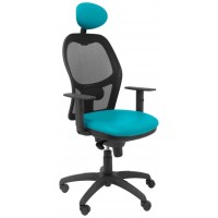 PIQUERAS Y CRESPO Silla Jorquera malla negra asiento similpiel verde con cabecero fijo