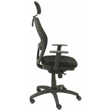 PIQUERAS Y CRESPO Silla Jorquera malla negra asiento bali negro cabecero regulable