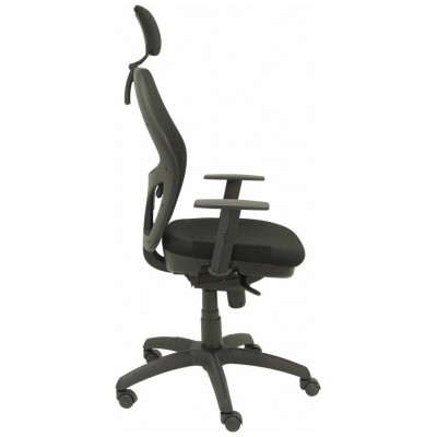 PIQUERAS Y CRESPO Silla Jorquera malla negra asiento bali negro cabecero regulable