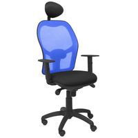 PIQUERAS Y CRESPO Silla Jorquera malla azul asiento bali negro con cabecero fijo PIQUERAS Y CRESPO Silla Jorquera malla azul asiento bali negro con cabecero fijo