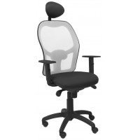 PIQUERAS Y CRESPO Silla Jorquera malla gris asiento bali negro con cabecero fijo