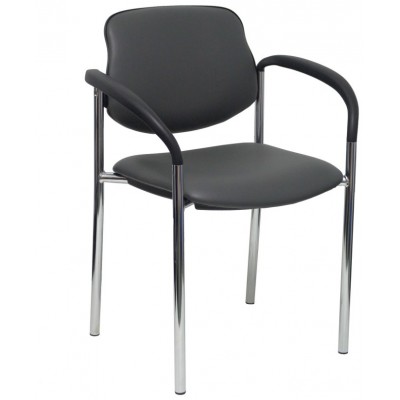 PIQUERAS Y CRESPO NOWY STYL Silla fija Styl similpiel gris oscuro chasis cromo con brazos