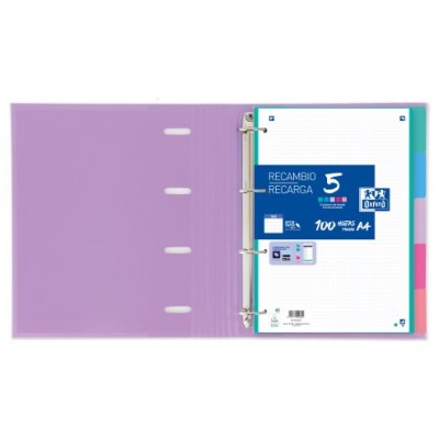 SEPARADORES CARTULINA STRONGLINE A4 5 POSICIONES - 5 COLORES PASTEL OXFORD 400149956 (Espera 4 dias)