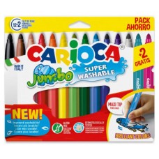 CAJA 12+2 ROTULADORES COLORES SURTIDOS JUMBO SUPERLAVABLE CARIOCA 40567 (Espera 4 dias)