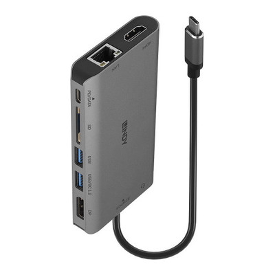 Lindy 43323 base para port&aacute;til y replicador de puertos Al&aacute;mbrico USB 3.2 Gen 1 (3.1 Gen 1) Type-C Negro, Gris (Espera 4 dias)