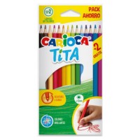 CAJA 12+2 LAPICES COLORES SURTIDOS RESINA TITA CARIOCA 43878 (Espera 4 dias)