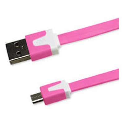 Cable Plano Micro USB 1m Rosa (Espera 2 dias)