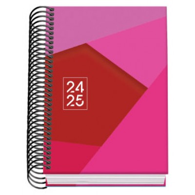 AGENDA ESCOLAR 2024-2025 TAMAÑO A6 TAPA CARTON FORRADO  DÍA PÁGINA TANGRAM BASIC ROSA DOHE 51749 (Espera 4 dias)