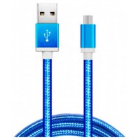 Cable USB a Micro USB 5 Pines (Carga y Transferencia) Metal Azul 1m Biwond (Espera 2 dias)