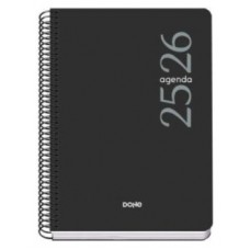 AGENDA ESCOLAR 2025-2026 TAMAÑO A5 TAPA POLIPROPILENO DÍA PÁGINA MODELO ESENCIAL BASIC NEGRO DOHE 52075 (Espera 4 dias)