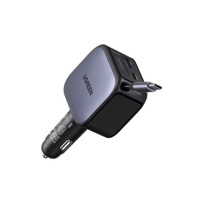UGREEN 90W 2C1A FAST CAR CHARGER WITH RETRACTABLE USB-C CABLE (Espera 4 dias)