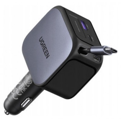 UGREEN 145W 3C1A FAST CAR CHARGER WITH RETRACTABLE USB-C CABLE (Espera 4 dias)
