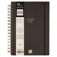 AGENDA 16 MESES SEPTIEMBRE 2025-DICIEMBRE 2026 HAIKU E10-155X212 SEMANA VISTA HORIZONTAL NEGRO+ FINOCAM 627400126 (Espera 4 dias)