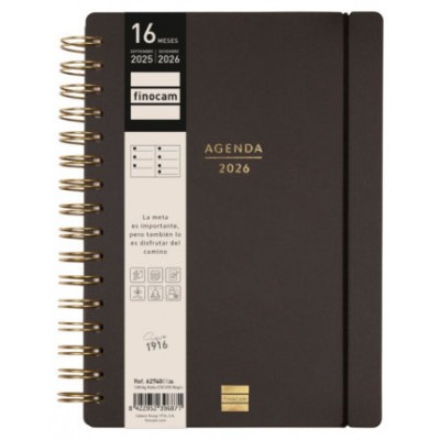 AGENDA 16 MESES SEPTIEMBRE 2025-DICIEMBRE 2026 HAIKU E10-155X212 SEMANA VISTA HORIZONTAL NEGRO+ FINOCAM 627400126 (Espera 4 dias)