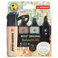 STABILO BOSS ORIGINAL NatureColors marcador 4 pieza(s) Punta de cincel Beige, Negro, Verde, Gris claro (Espera 4 dias)