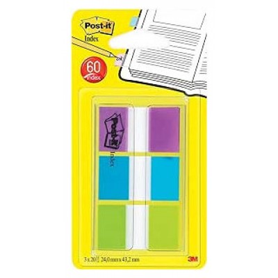 BLISTER DISPENSADOR 60 MARCADORES INDEX 25,4X43,2MM AZUL/VERDE/VIOLETACOLORES SURTIDOS 680-PBG POST-IT 7100019102 (Espera 4 dias)