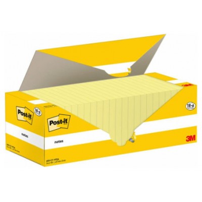 PACK 18+6 BLOCS 100 HOJAS NOTAS ADHESIVAS 76X127MM CANARY YELLOW CAJA CARTÓN 655-CY-VP24 POST-IT 7100317836 (Espera 4 dias)