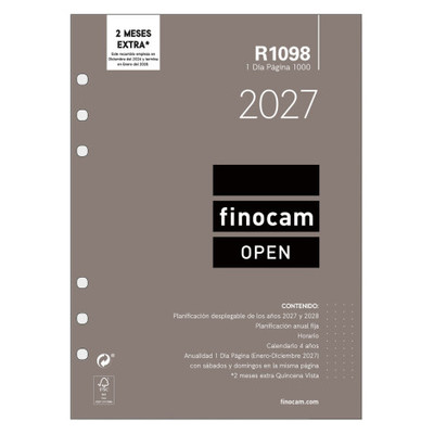 RECAMBIO ANUAL 2027 R1098 OPEN1000 155X215MM DIA PAGINA FINOCAM 711680027 (Espera 4 dias)
