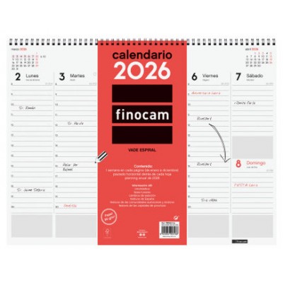 VADE 2026 ESPIRAL SEMANA VISTA VERTICAL 420X310MM FINOCAM 780260026 (Espera 4 dias) VADE 2026 ESPIRAL SEMANA VISTA VERTICAL 420X310MM FINOCAM 780260026 (Espera 4 dias)