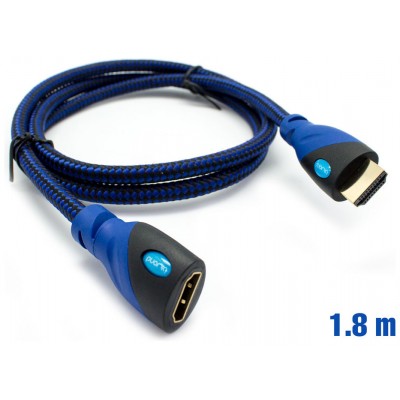 Cable HDMI Mallado v.1.4 M/H 30AWG Azul/Negro 1.8m BIWOND (Espera 2 dias)