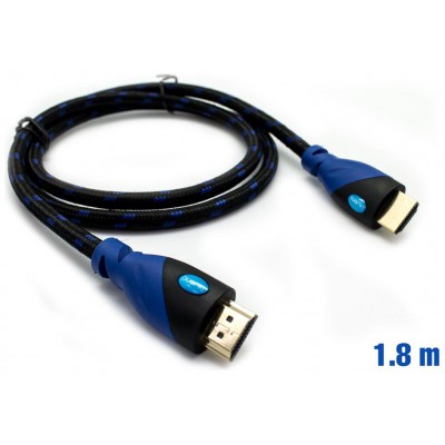 Cable HDMI Mallado v.1.4 M/M 30AWG Azul/Negro 1.8m BIWOND (Espera 2 dias)