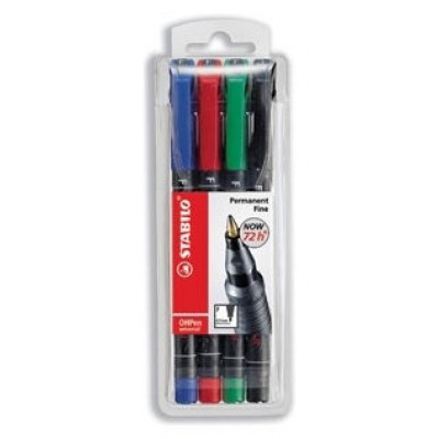 ESTUCHE 4 MARCADORES PERMANENTE P.MEDIA SURTIDO OHPEN UNIVERSAL 1MM. STABILO 843/4 (Espera 4 dias)