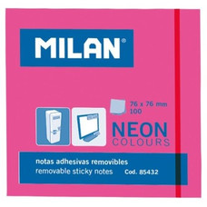 MILAN BLOC NOTAS ADHESIVAS 100 HOJAS 76X76MM ROSA NEON