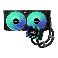 SISTEMA DE REFRIGERACION ASROCK PARA CPU CHALLENGER 240 DIGITAL,1851/1700/AM5/AM4,2X120MM,ARGB,LCD,NEGRO (Espera 4 dias)