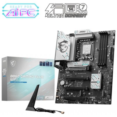 PLACA MSI B860 GAMING PLUS WIFI,INTEL,1851,B860,4DDR5,USB 10GBPS,WIFI,ATX (Espera 4 dias)